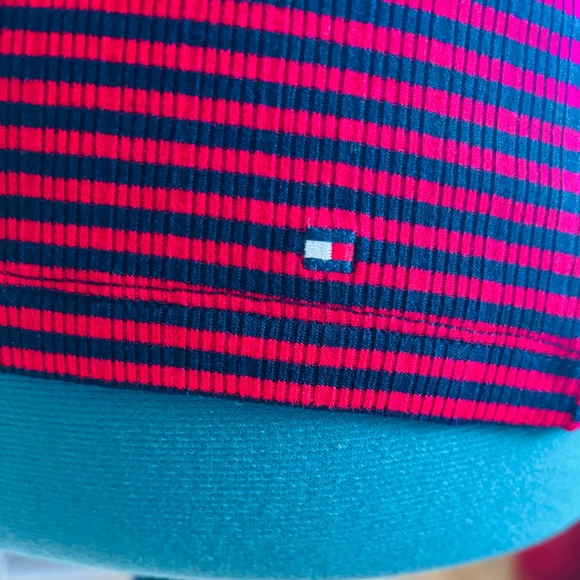 NWT Tommy Hilfiger Striped Keyhole Twist Shirt Top Size Small Short Sleeve - Picture 6 of 6